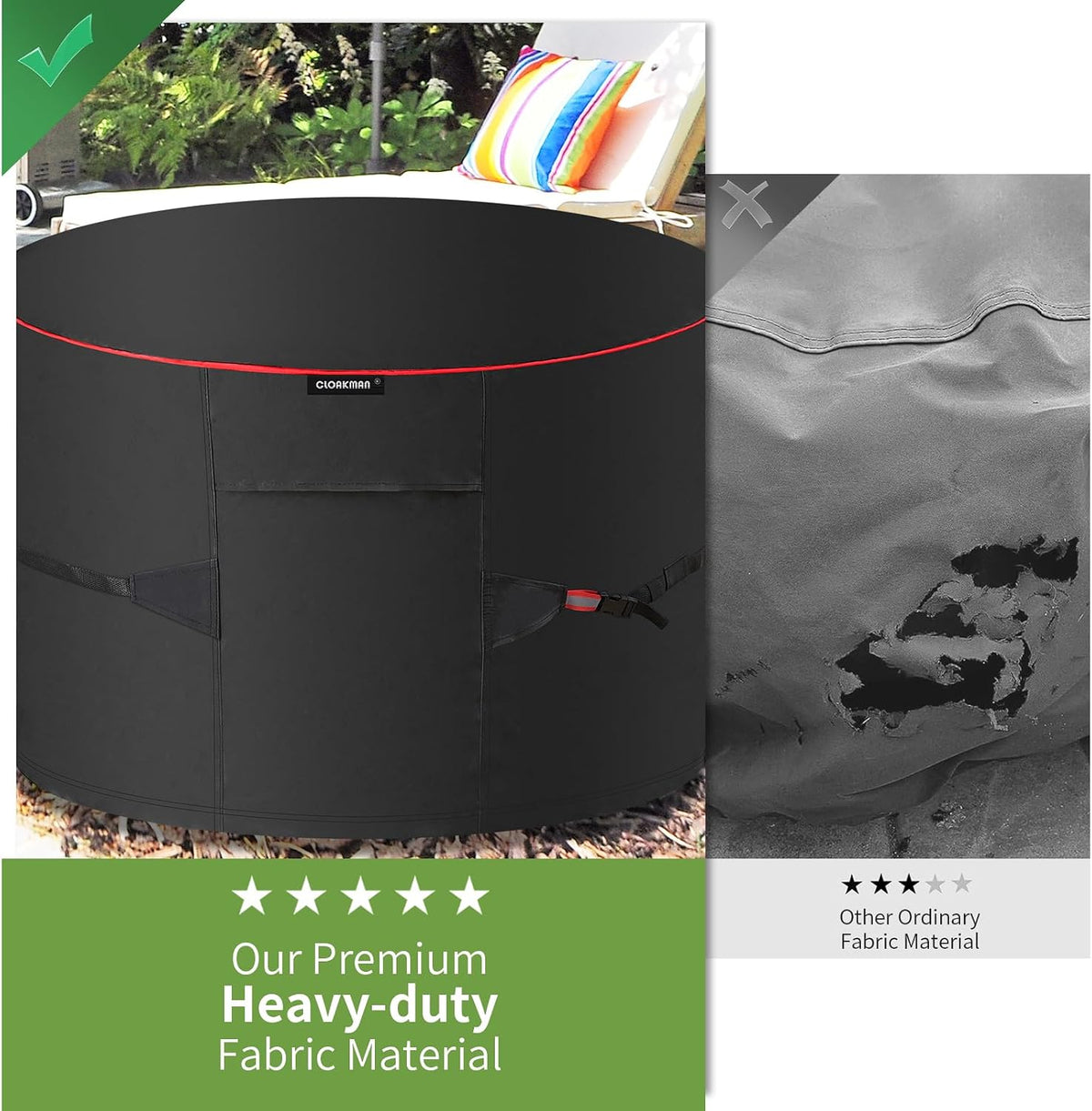 Premium Heavy-Duty Round 52-57 Inch for In Ground Fire Pit Cover