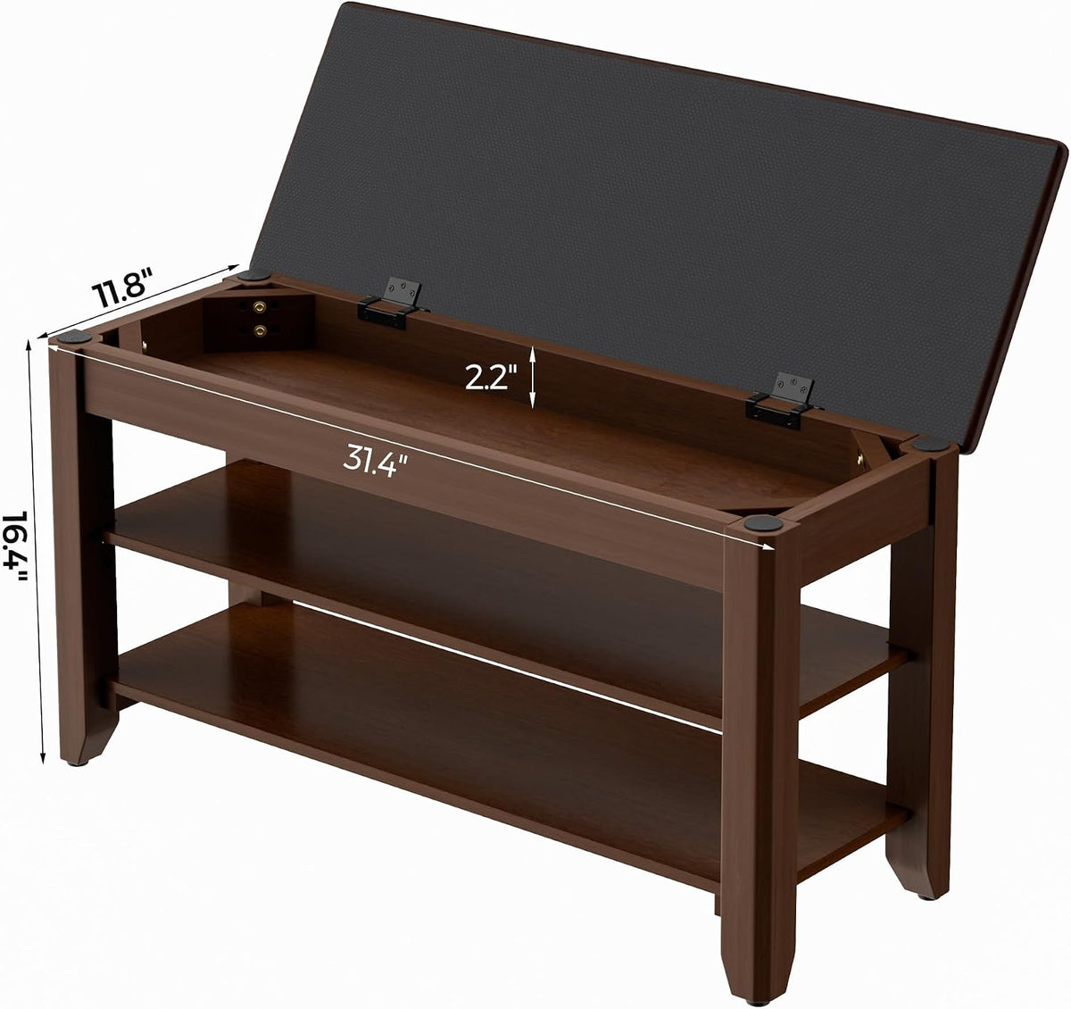 Homleke 31.5" Wide Solid Wood Shoe Rack Bench with Flip-Top Storage