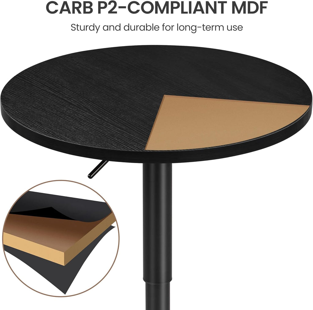 Yaheetech Round Bar Table Set of 2, Adjustable 27.5-36" Height, Black