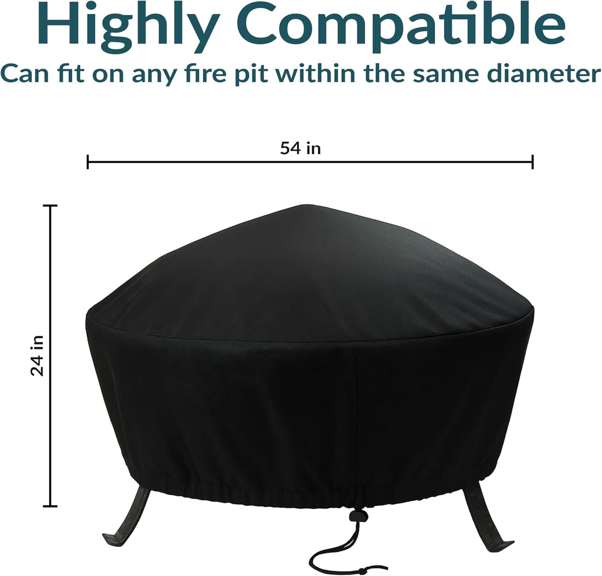 Sunnydaze Heavy Duty Outdoor Fire Pit Cover, Round, Durable PVC, Black, 58"