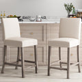 COSTWAY Wooden Counter Height Bar Stools Set of 2 with Upholstered Seat