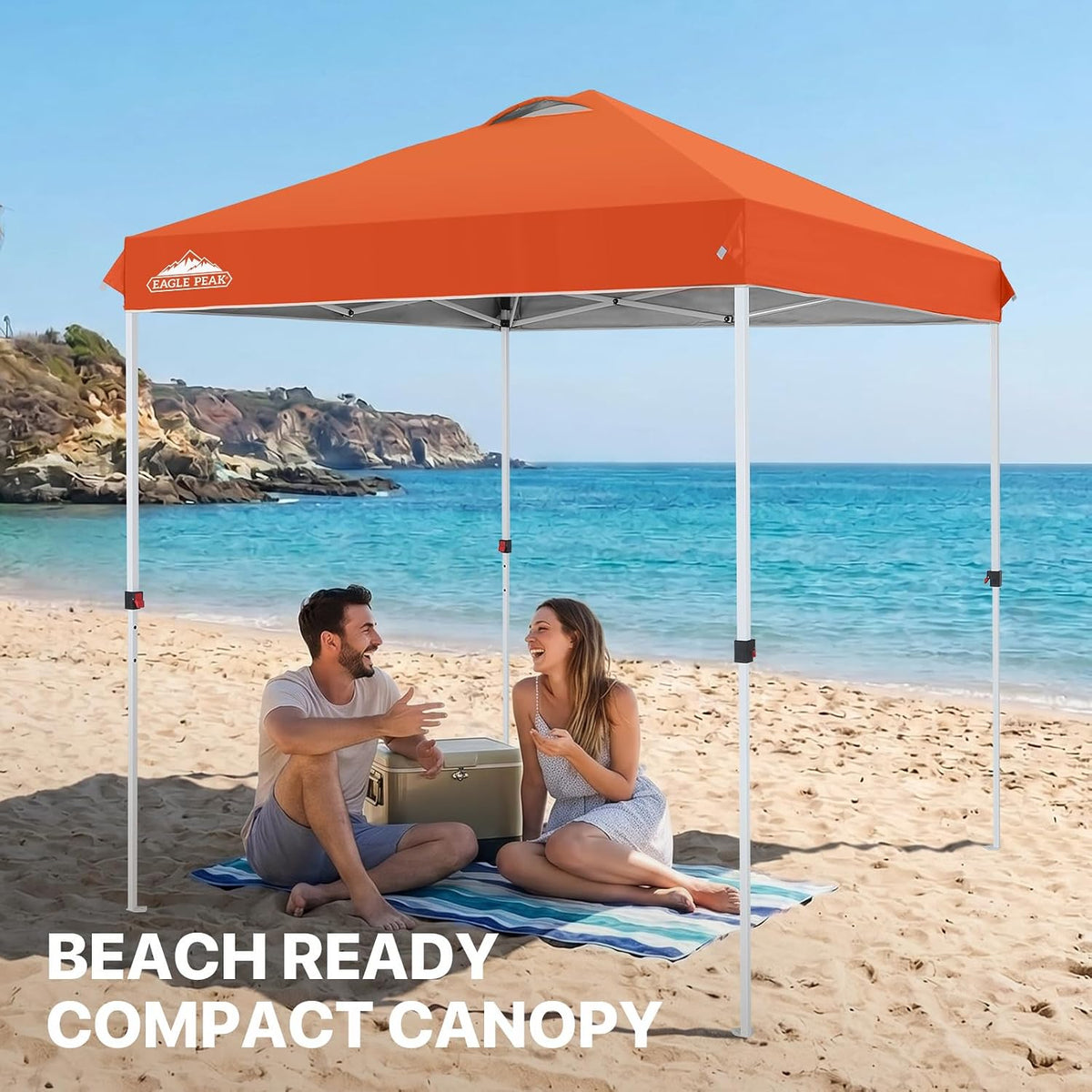 EAGLE PEAK 6.6x6.6 Pop Up Canopy Tent Easy Up Canopy Outdoor, Orange