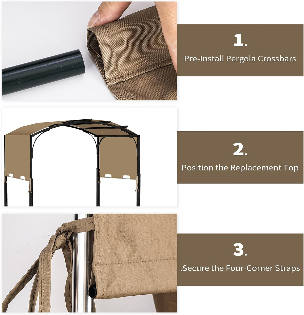 85"x 208" universal pergola shade cover, garden shade showing dimensions