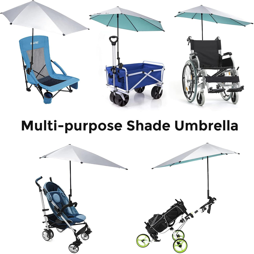 G4Free Beach Chair Umbrella with Universal Clamp UPF 50+ Golf Cart Umbrella