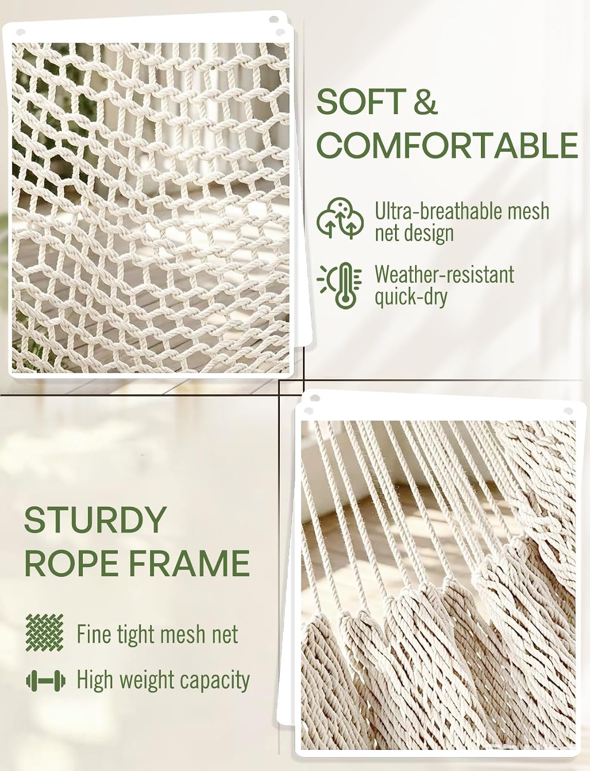 chihee hammock chair handmade woven mesh hanging seat, side view
