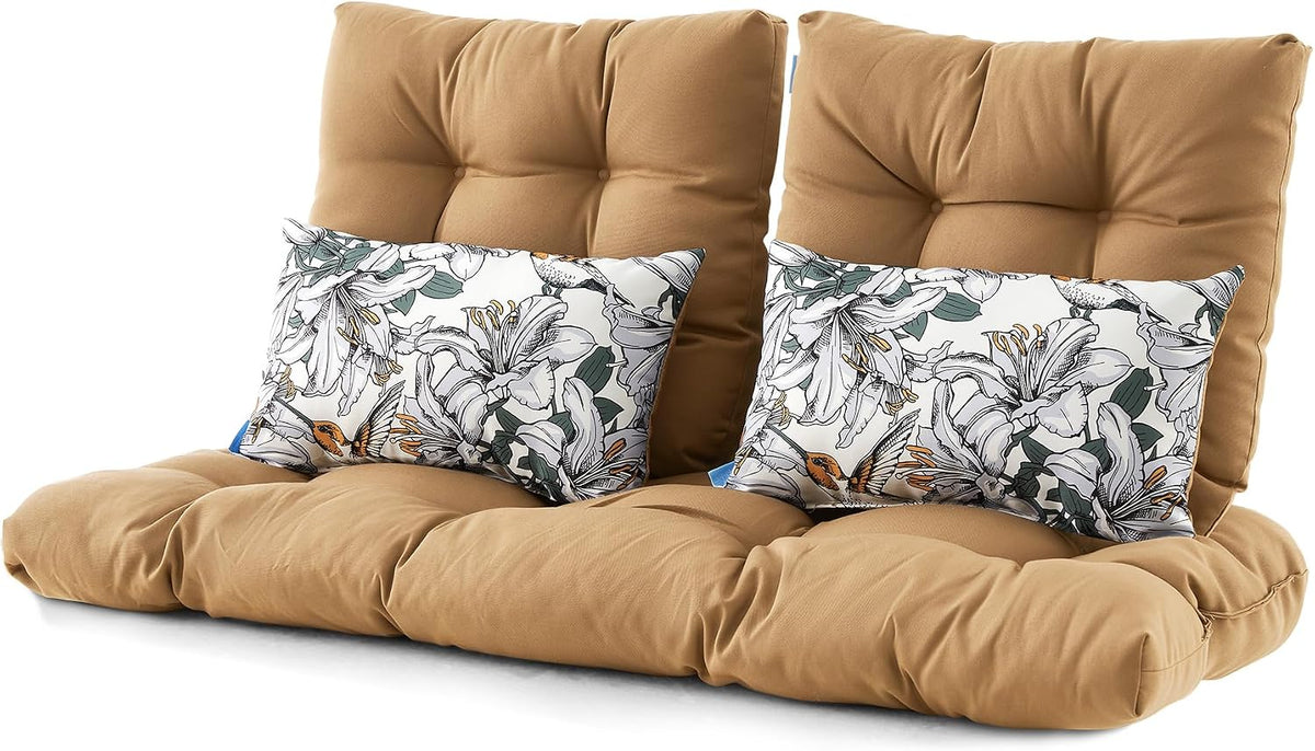 ARTPLAN 5 Piece Patio Loveseat Bench Cushion Set Wicker Outdoor Pillow Pads