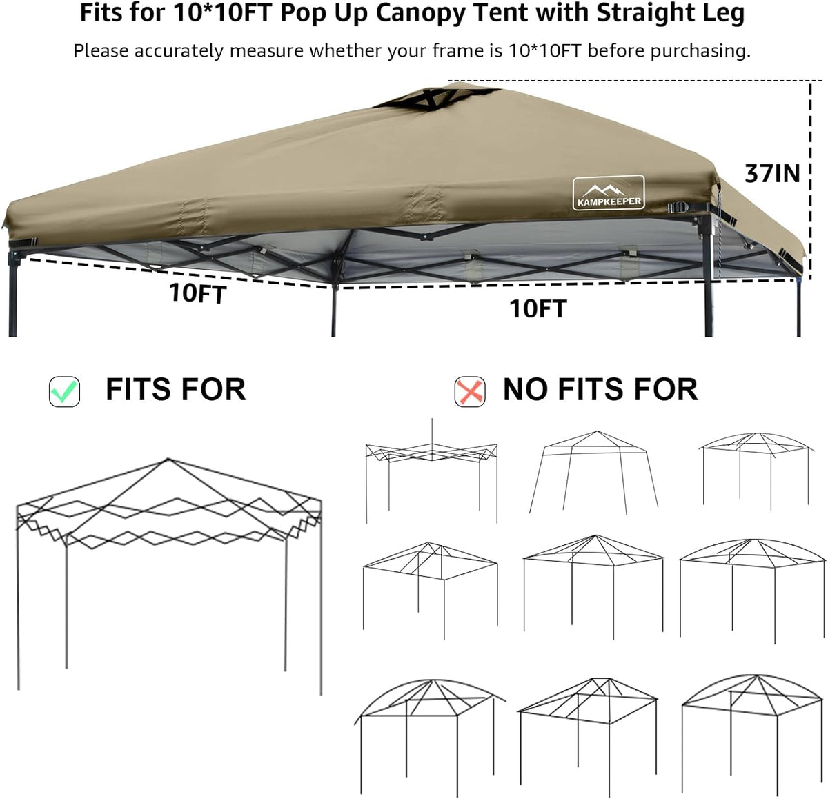 10x10 Replacement Top Pop Up Canopy Tent Cover Roof with Air Vent-Top Only