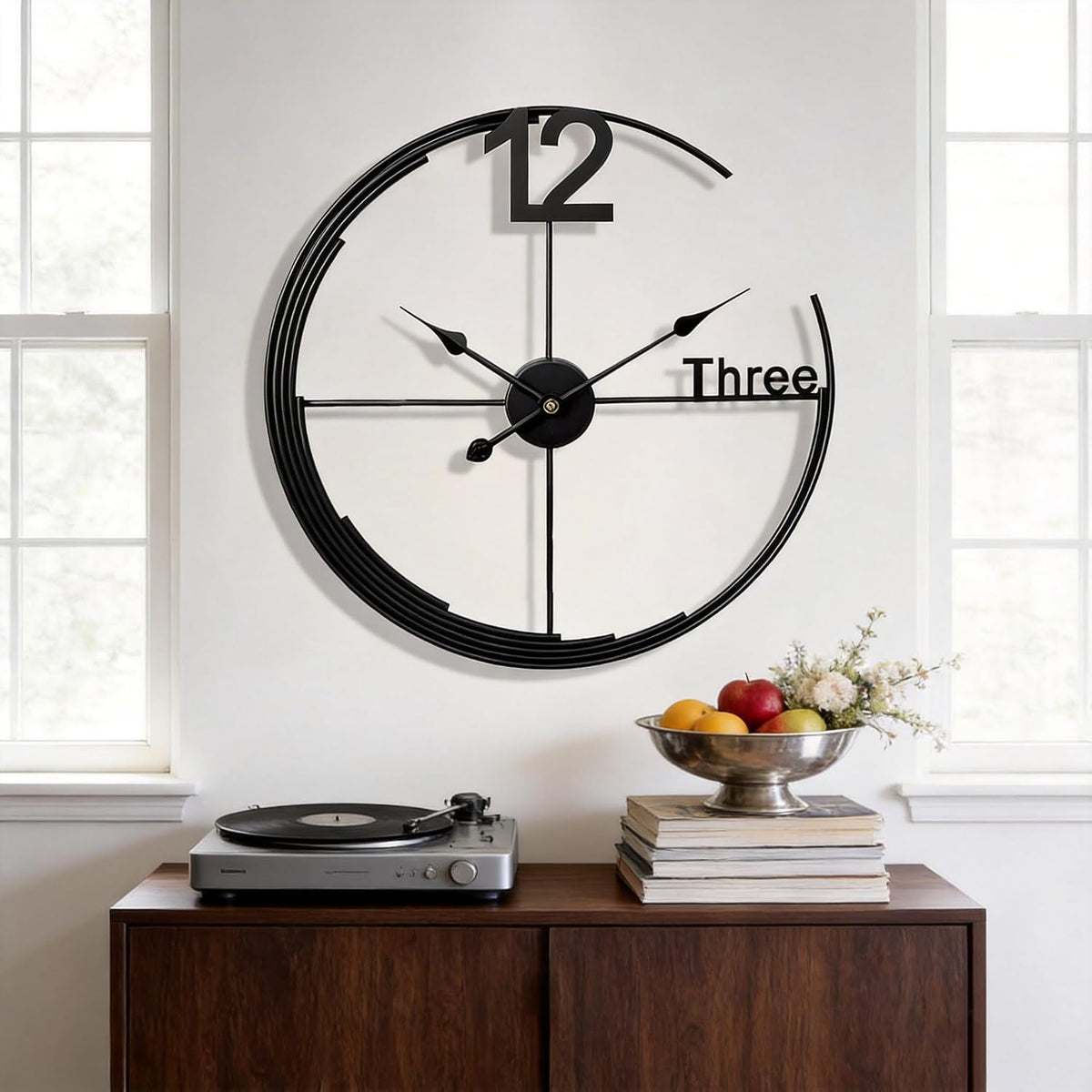 Large Wall Clock,Modern Minimalist Wall Clock Round Silent Non-Ticking Battery Operated Decorative Clocks for Living Room/Entryway/Kitchen/Bedroom/Office/Home Metal Wall Decor 24 inch