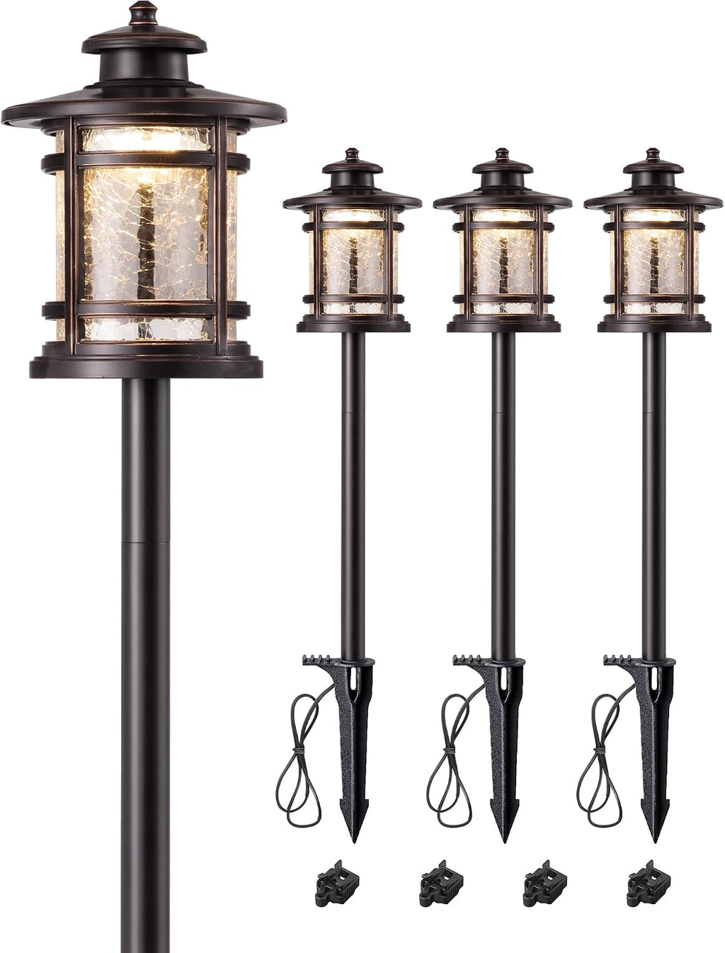 EDISHINE Low Voltage Pathway Lights Waterproof Landscape Path Lights 4 Pack