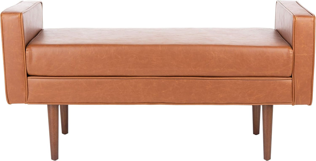 Safavieh Home Henri Mid-Century Light Beige Linen 25-inch Bench
