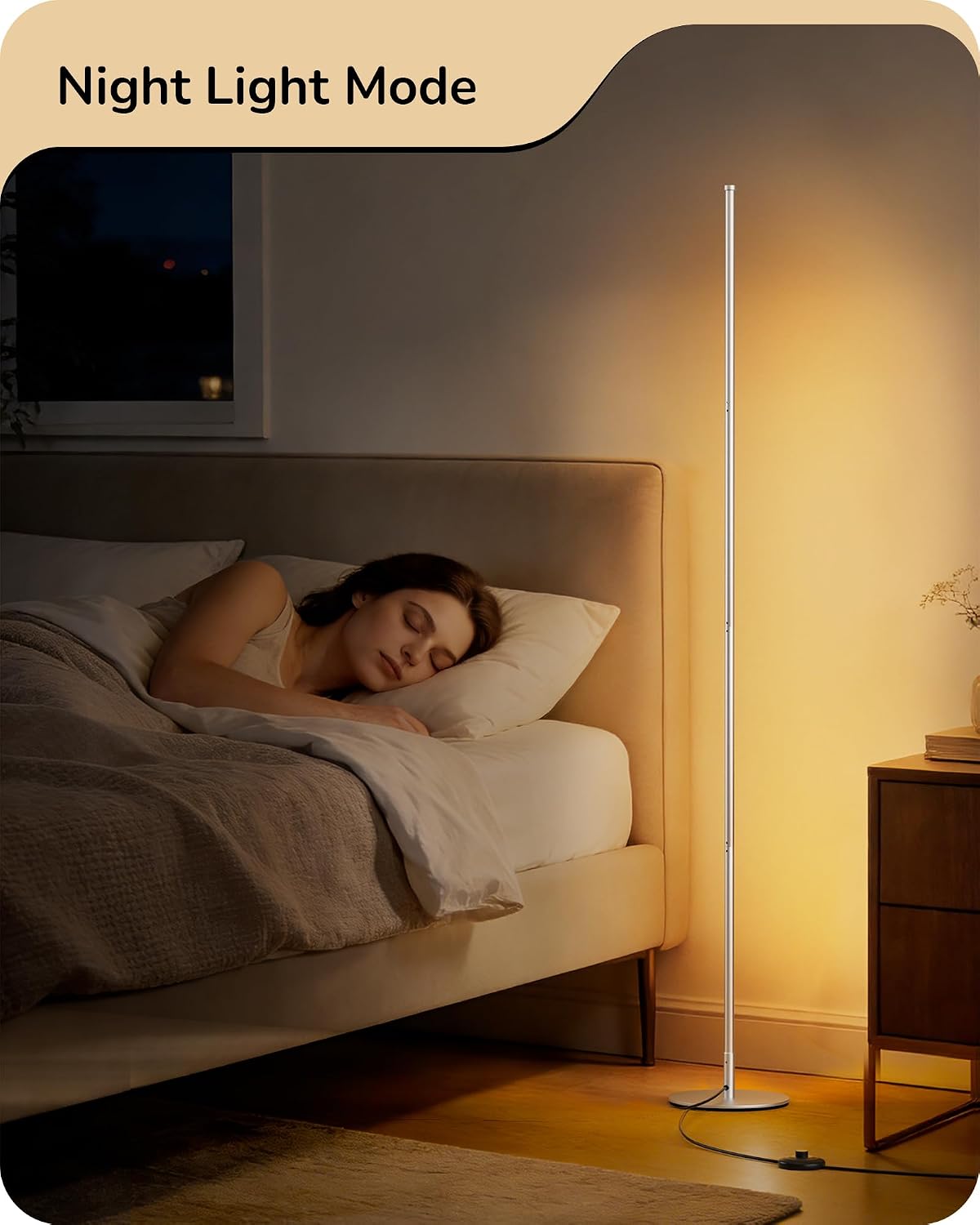 EDISHINE 59.8" Corner Lamp with Remote & 3 Height Settings, Dimmable & 3CCT