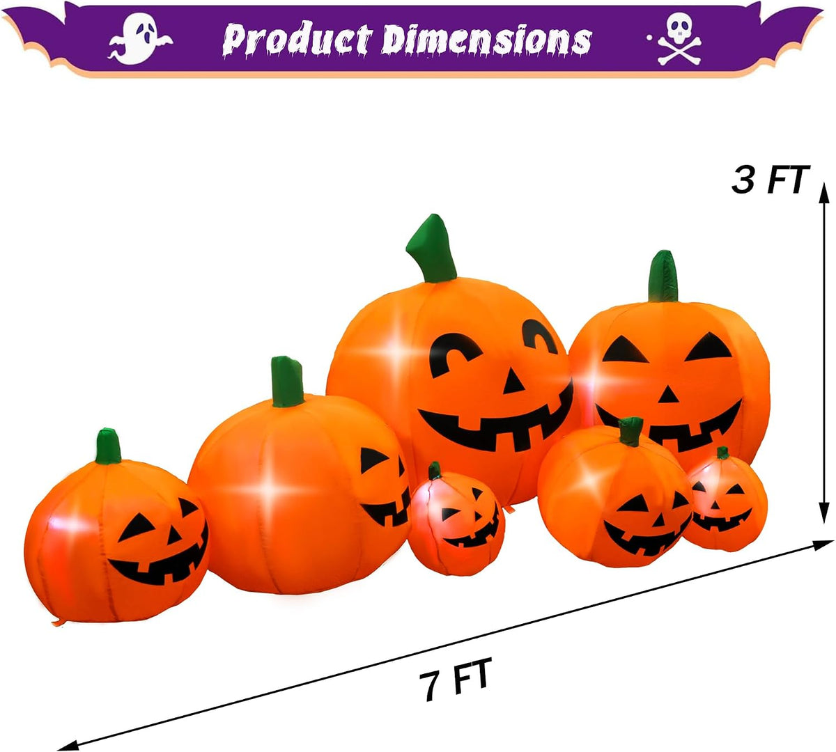 SEASONBLOW 7FT Halloween Inflatable Pumpkin Patch Family Outdoor Decoration