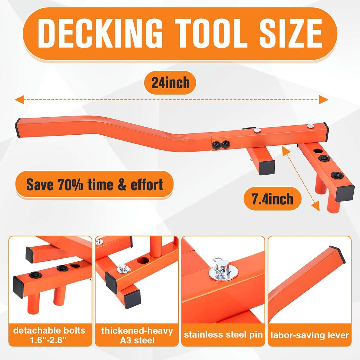 deck board straightening tool 24in, deck board bender showing dimensions