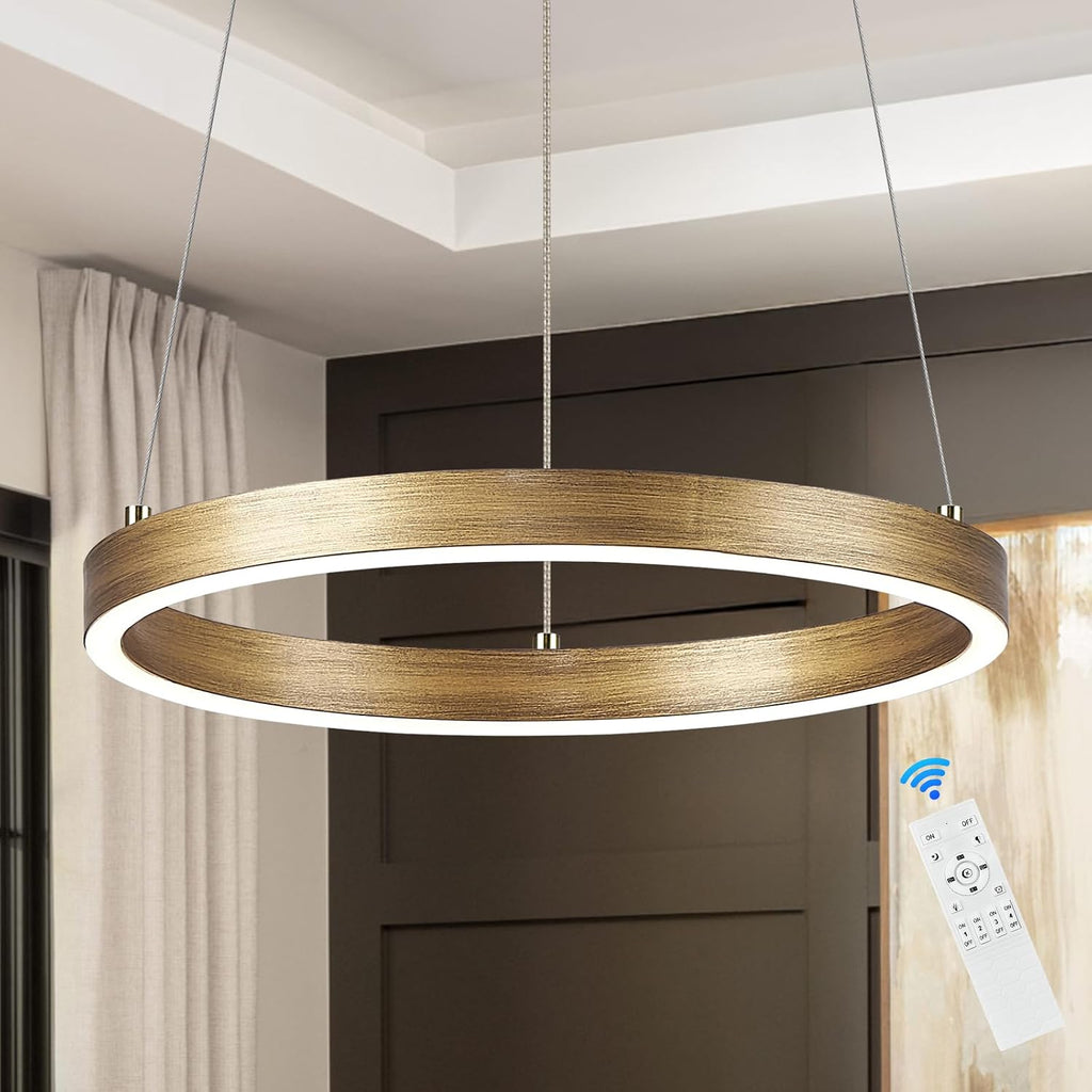 12in LED Ring Chandelier Brass Gold Modern Dimmable Pendant Light