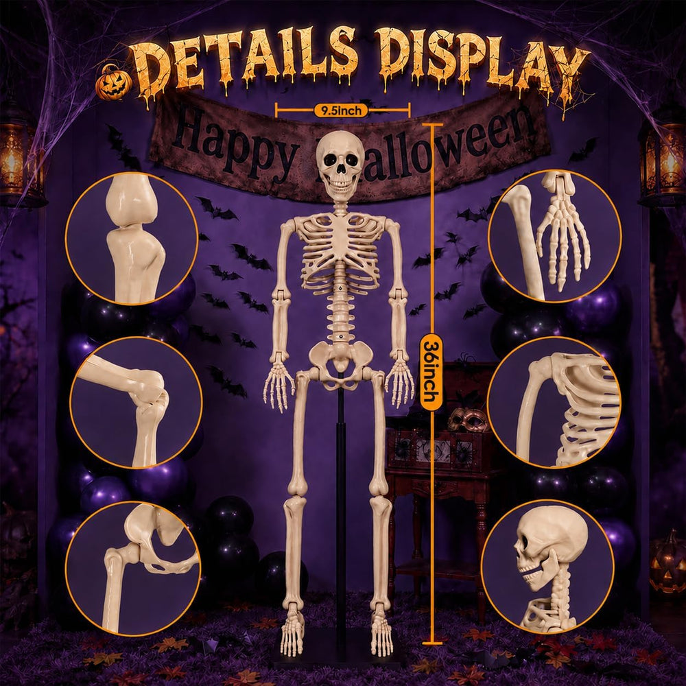 Abakuku 2 Pack 36" Halloween Skeleton Decorations,Human Bones for Hallow...