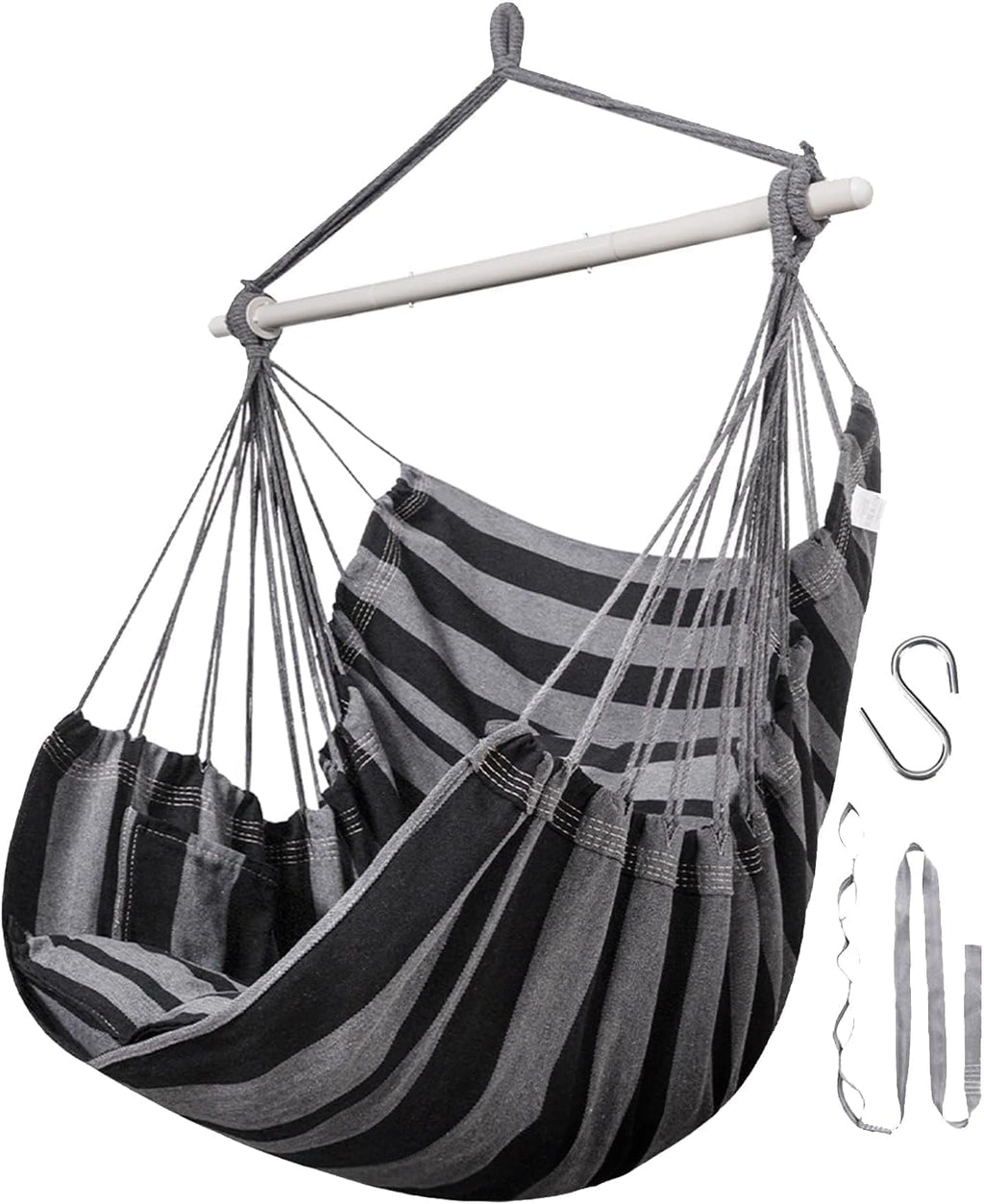 Lulladle Hammock Chair Hanging Rope Swing - Hammock Chair Bedrooms - Swing Chair Indoor - Hanging Chair Outdoor - Max Weight 500 Lbs