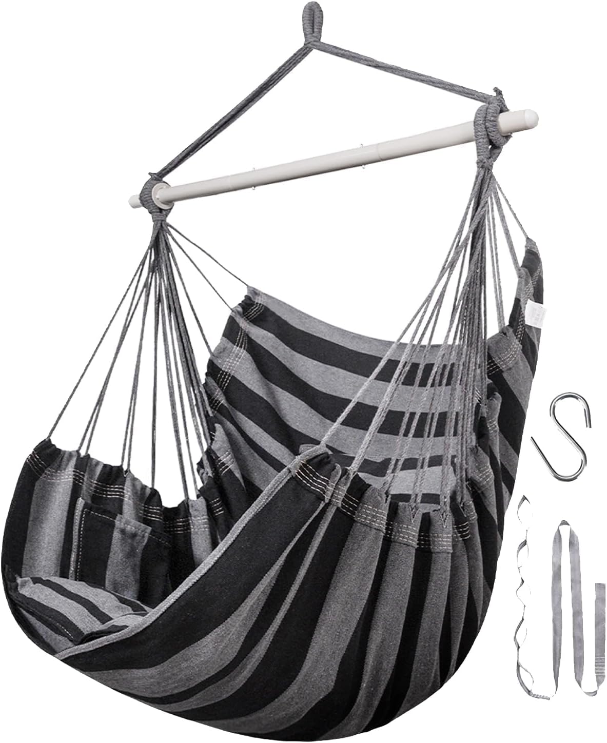 Lulladle Hammock Chair Hanging Rope Swing - Hammock Chair Bedrooms - Swing Chair Indoor - Hanging Chair Outdoor - Max Weight 500 Lbs