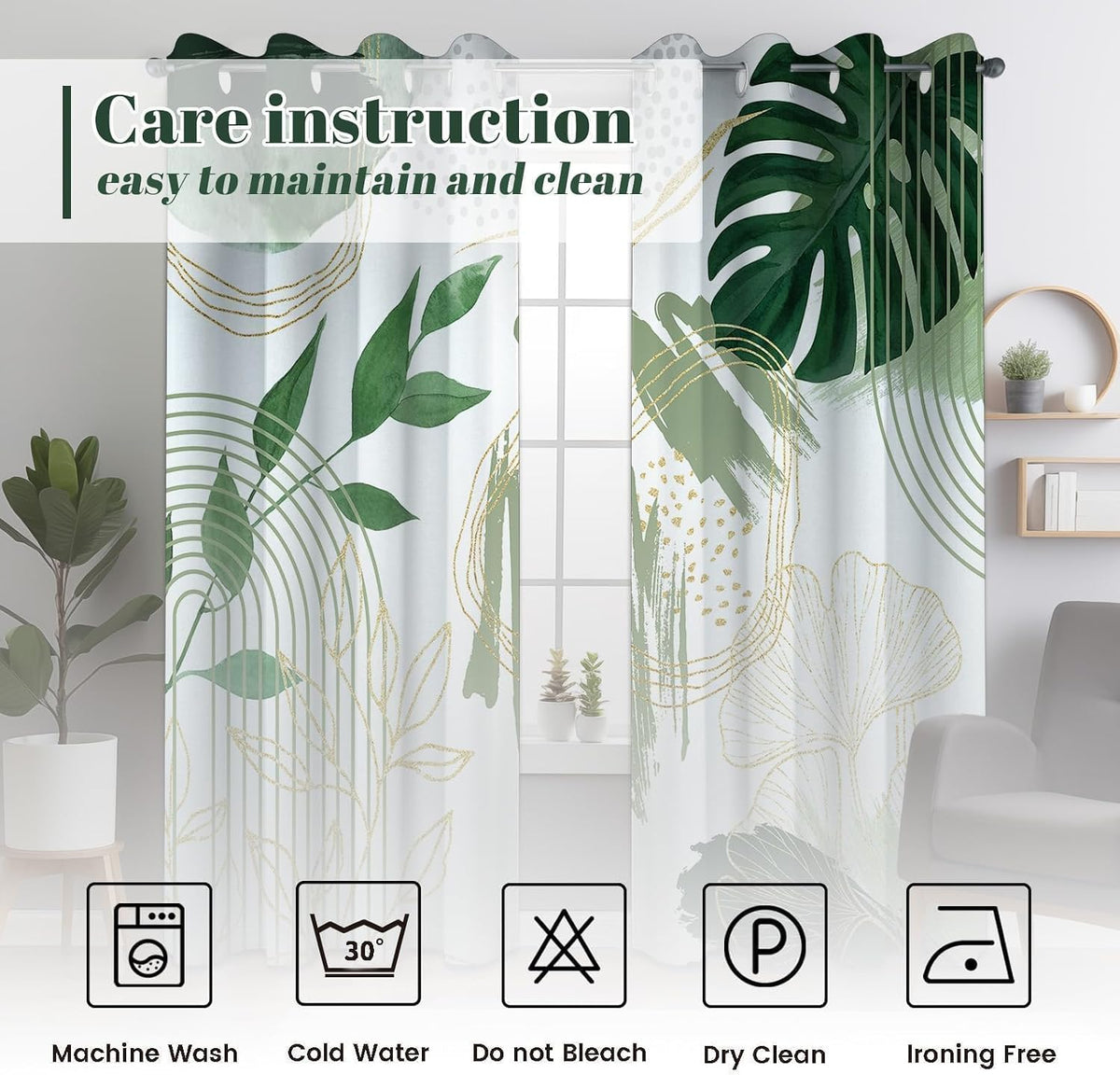 Sage Green Blackout Curtains, Boho Drapes 84 inches Length, 2 Panels