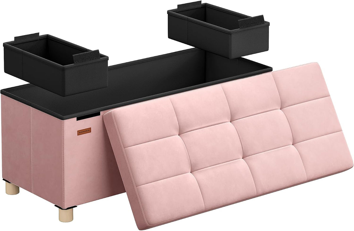 SONGMICS Storage Ottoman Bench with Legs, 30 Inches, 20 Gal. (77 L)