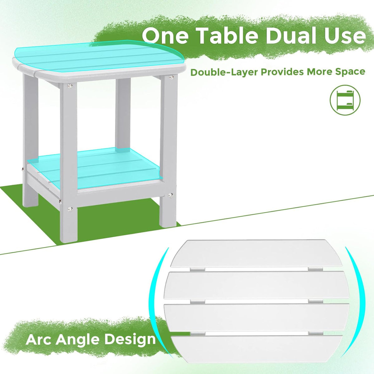 adirondack square outdoor side table,2-tier storage patio side, package contents