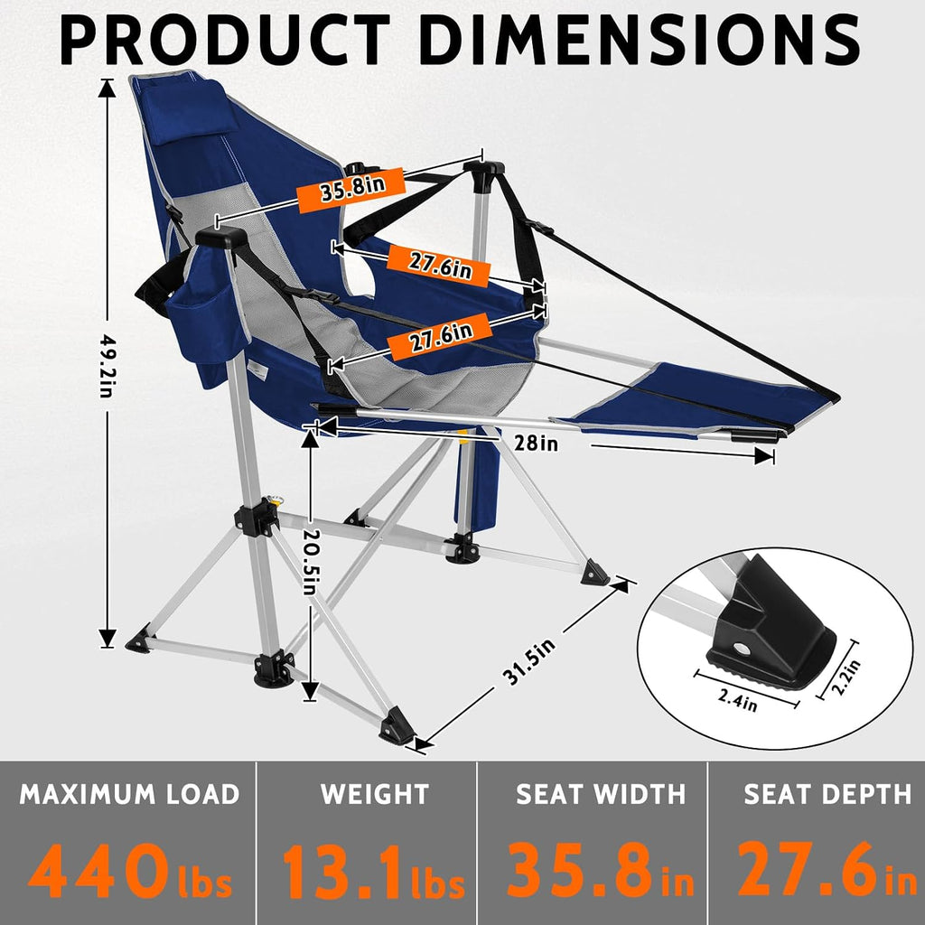 oversized swing hammock camping chairs with footrests & shown in use