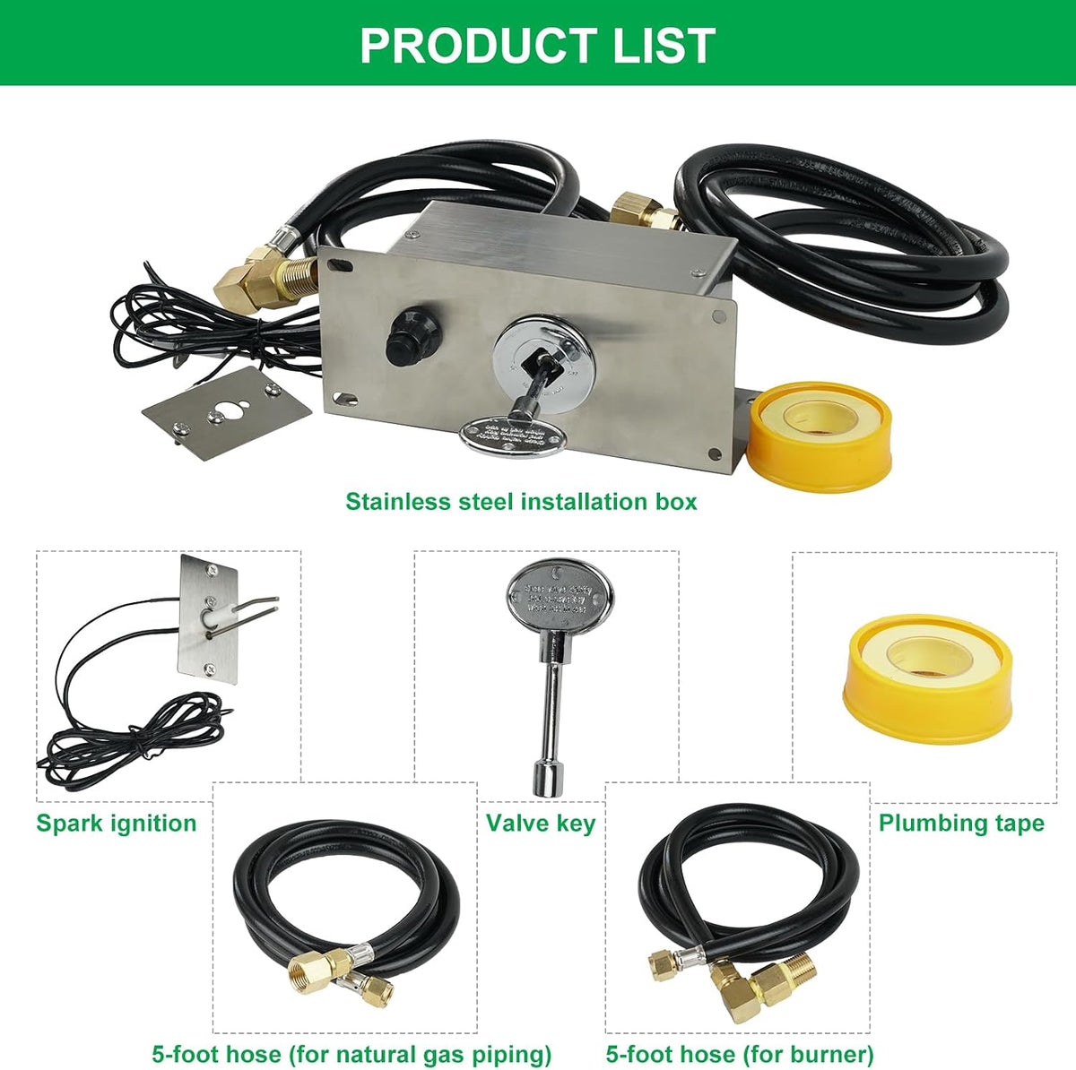 All-in-One Natural Gas Fire Pit Ignition System Kit, Outdoor DIY Fire Pit Accessory