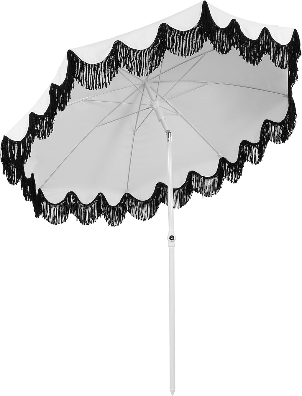 JONATHAN Y Mariner 6.5 ft. Solid Fringe Beach Umbrella, White/Black