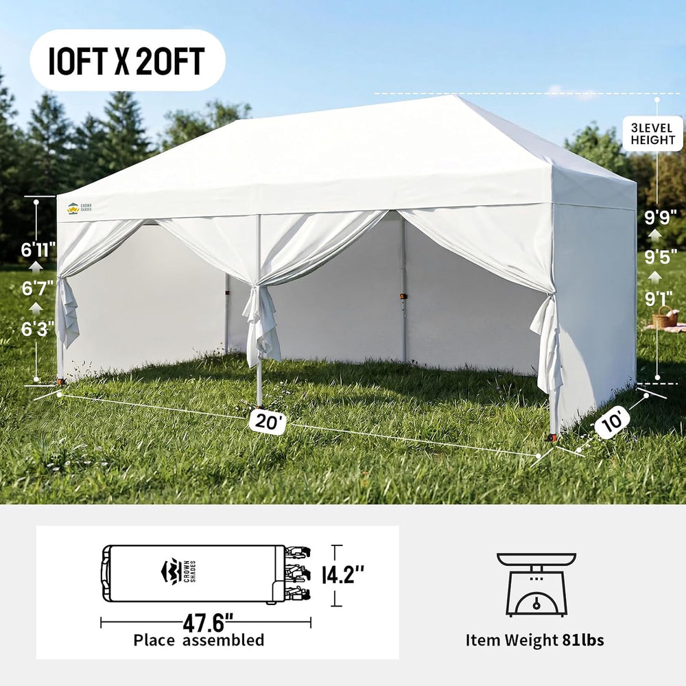 CROWN SHADES 10x20 Pop Up Canopy Tent, Event Shelter, White