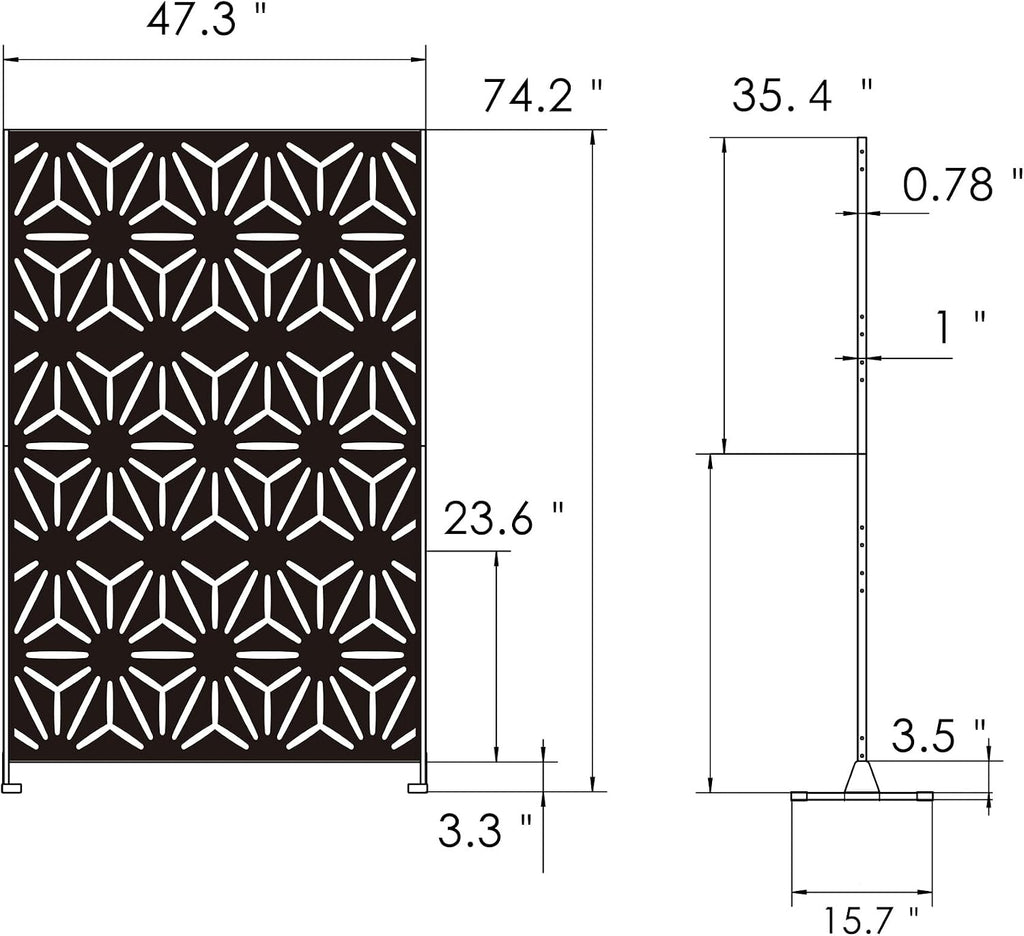 Kozyard Metal Privacy Screen 74" H x 47.2" W Decorative Outdoor Divider