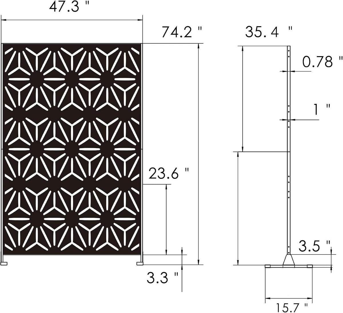 Kozyard Metal Privacy Screen 74" H x 47.2" W Decorative Outdoor Divider