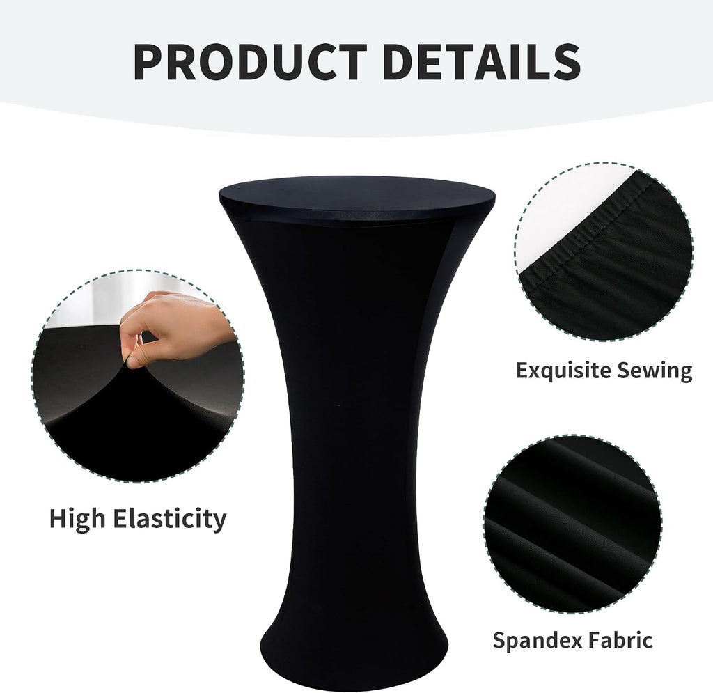 wolkemer 4pcs 24x43 inch fitted cocktail tablecloth, cocktail, side view