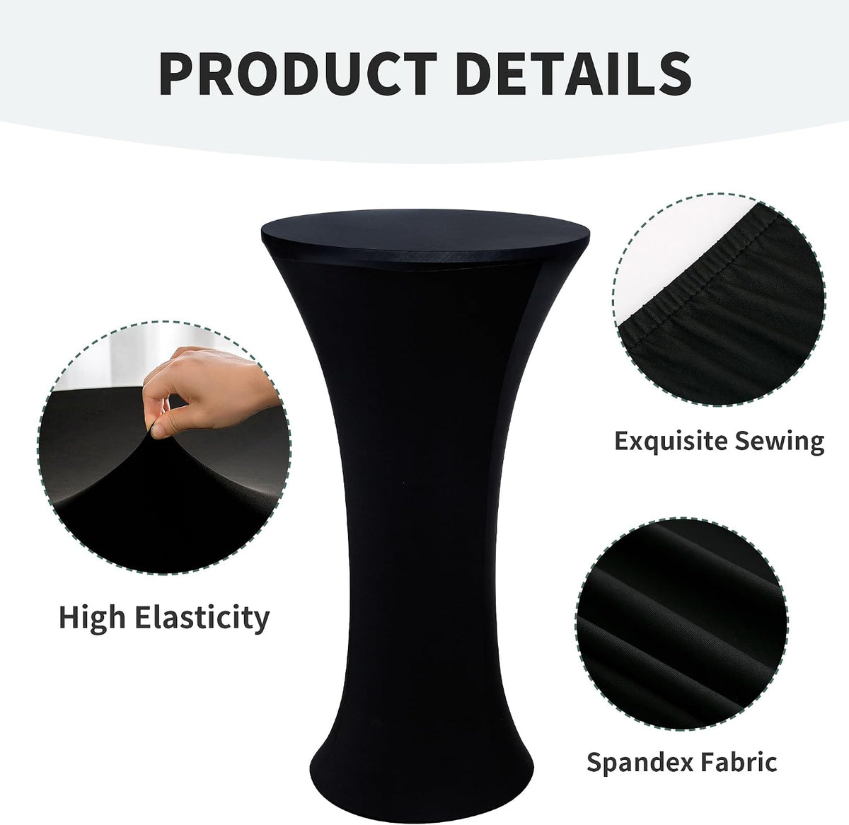 wolkemer 4pcs 24x43 inch fitted cocktail tablecloth, cocktail, side view