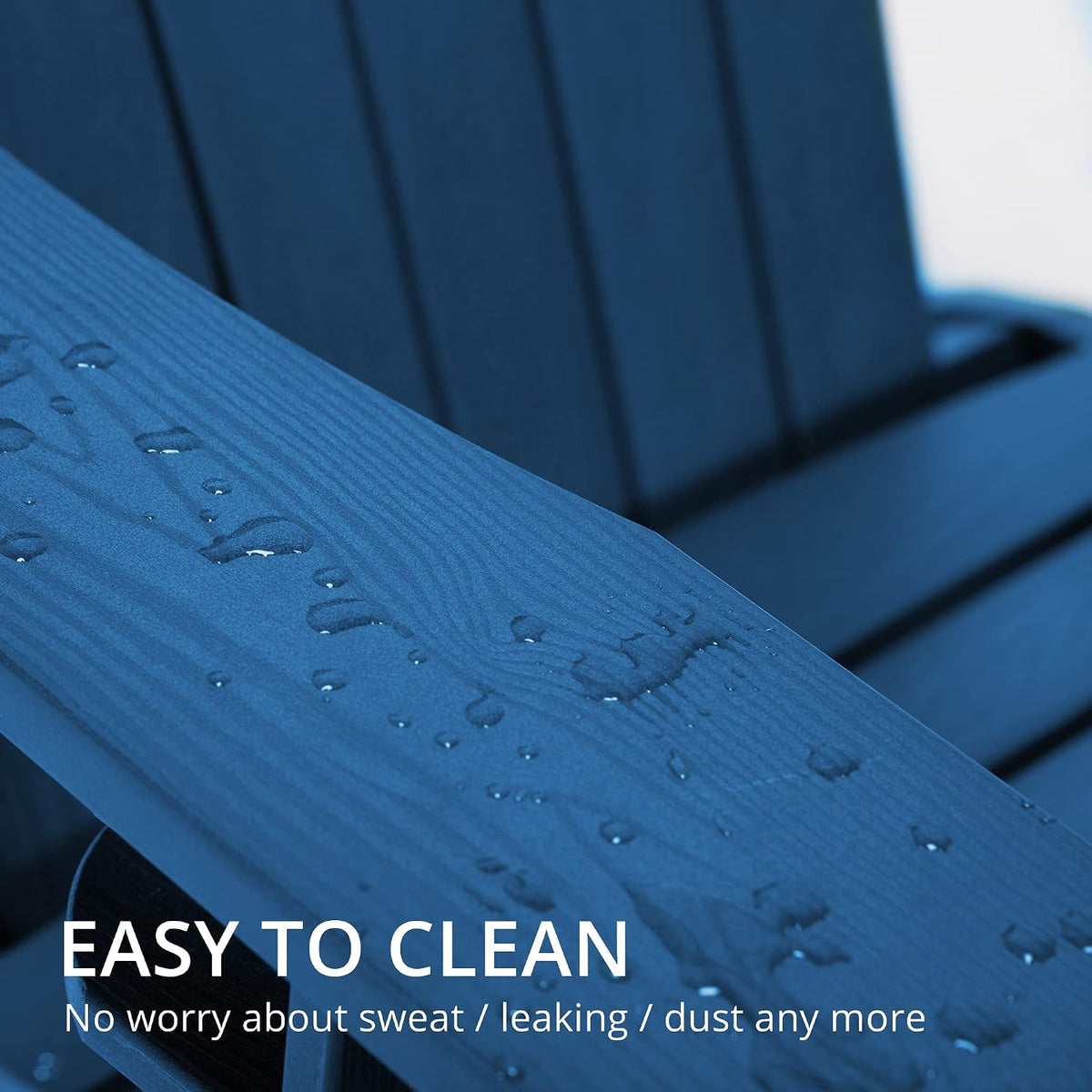 LUE BONA HDPS Outdoor Adirondack Chair, Cup Holder, Navy Blue