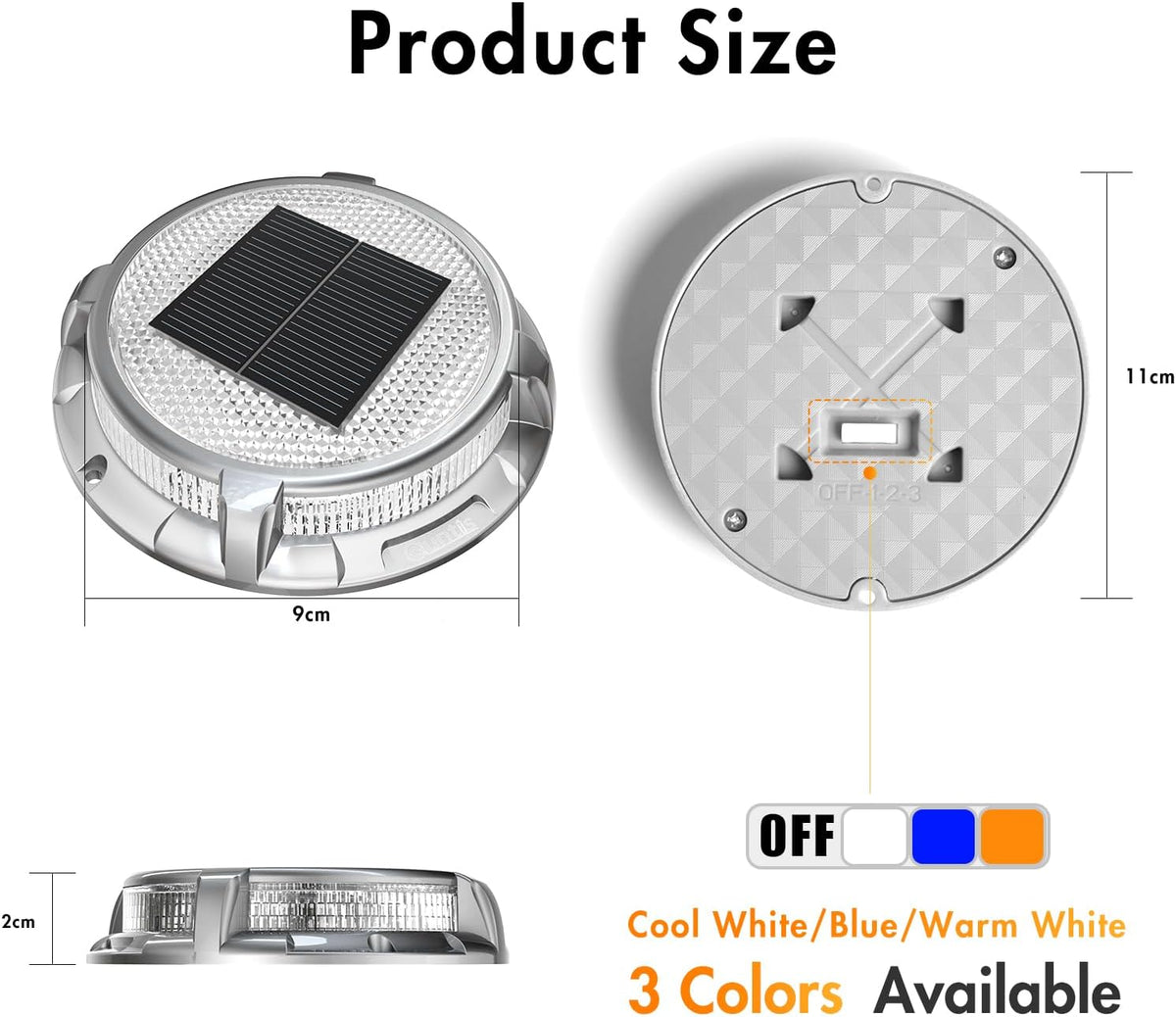 quntis solar deck lights outdoor 12 pack, 3, front angle view