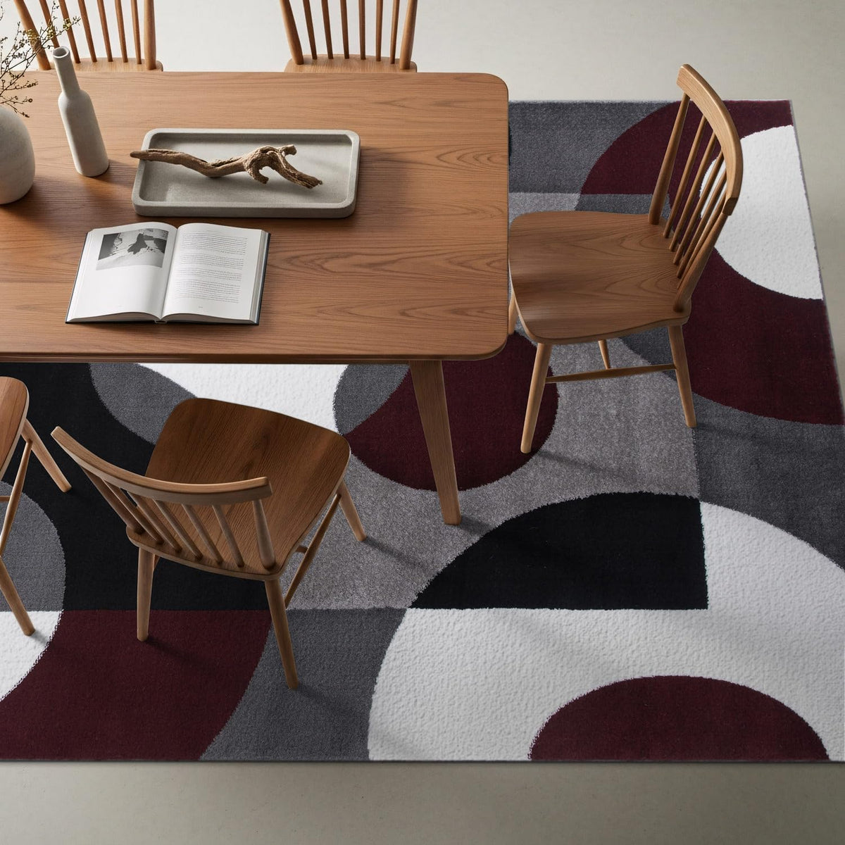 Rugshop Circle Design Contemporary Geometric Area Rug Burgundy 5'3" x 7'3"