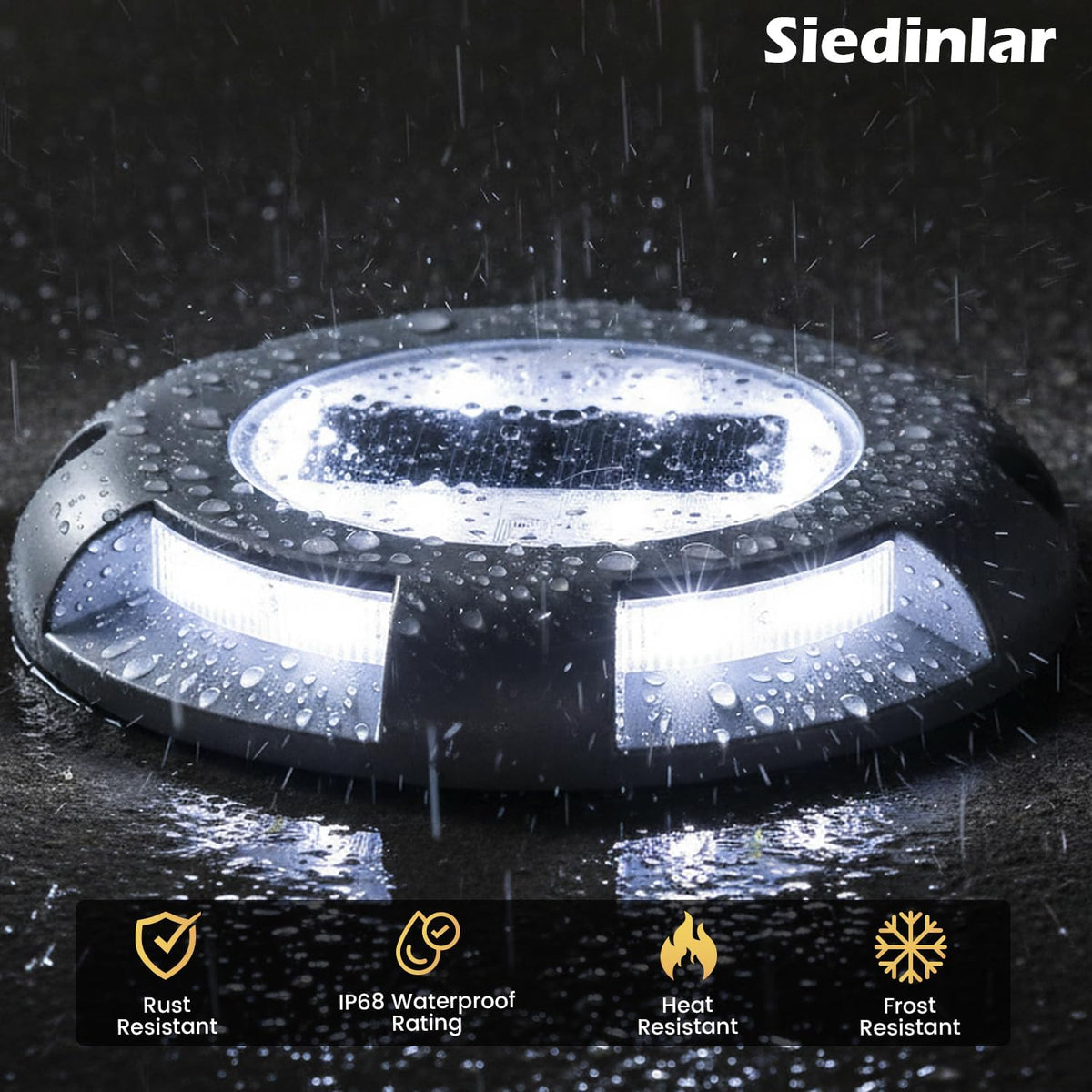 siedinlar solar deck lights outdoor led driveway dock, side view