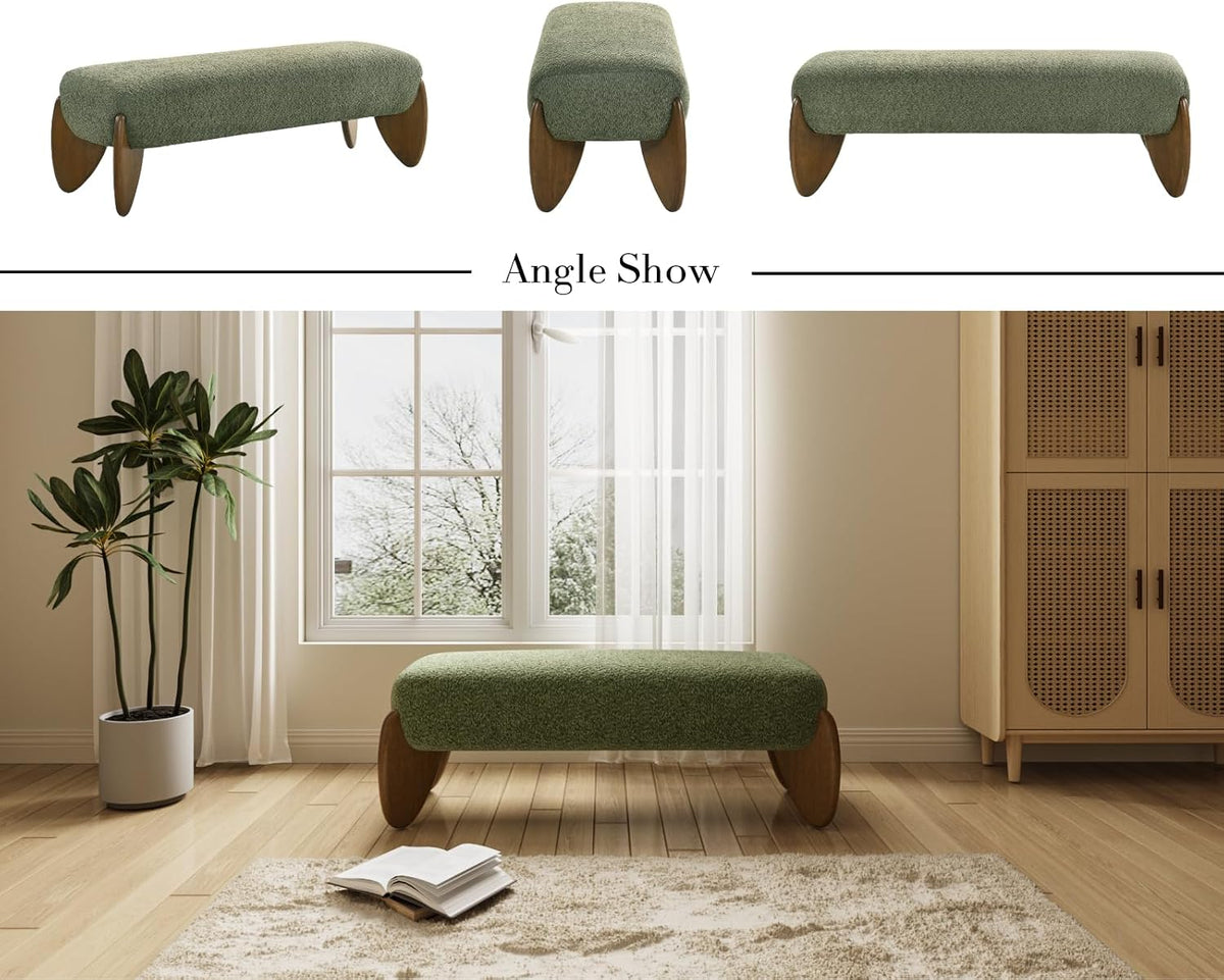 CIMOTA Modern Entryway Bench, 50" Bedroom End of Bed Bench, Green