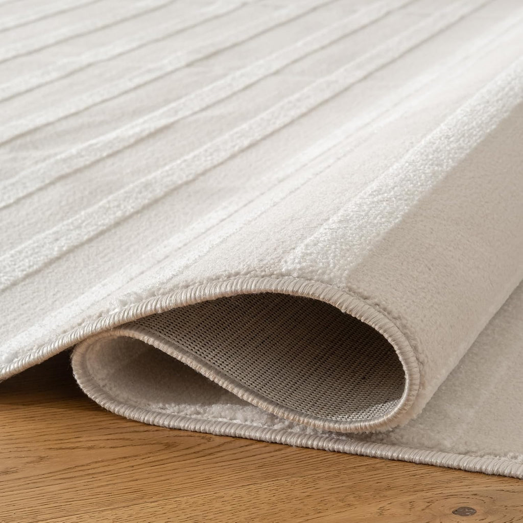 Revival Rugs Staves 8'x10' Area Rugs - Washable, Medium Pile, Modern, Cream