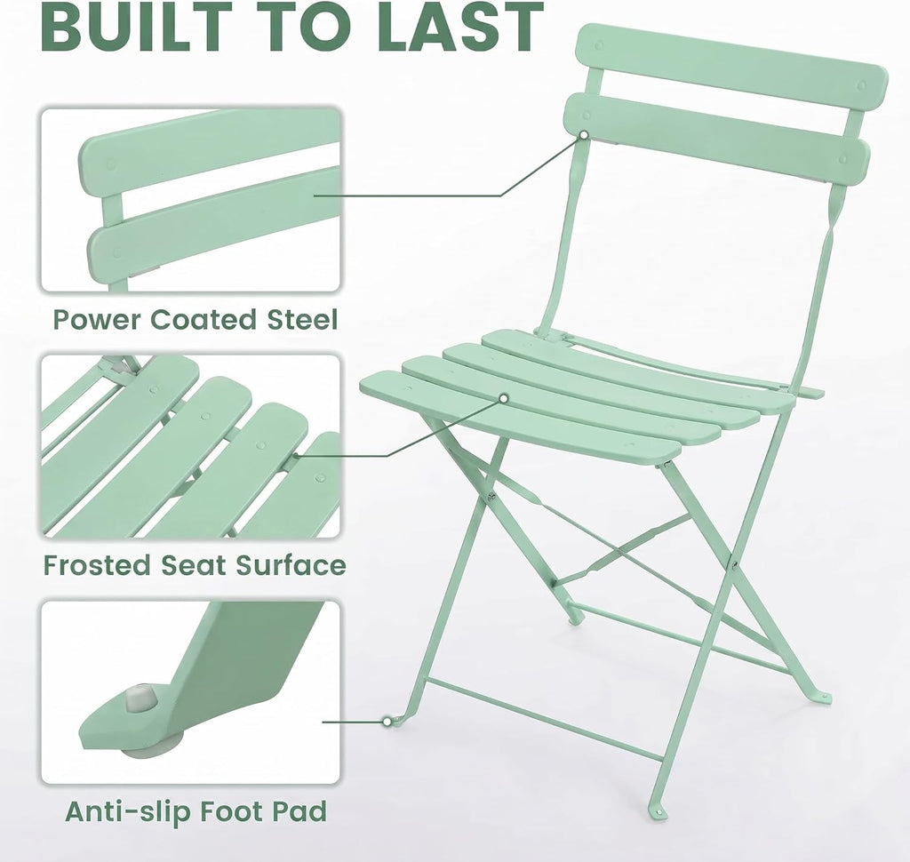 Kromax Outdoor 3Piece Patio Bistro Set,Folding Bistro Table and Chair,Green