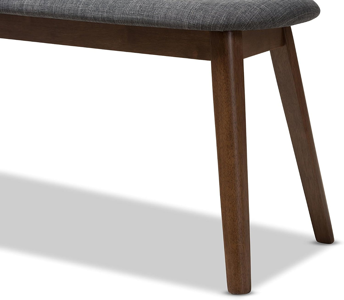 Baxton Studio Easton Mid-Century Modern Dark Grey Fabric Upholstered Walnut Finished Wood Bench