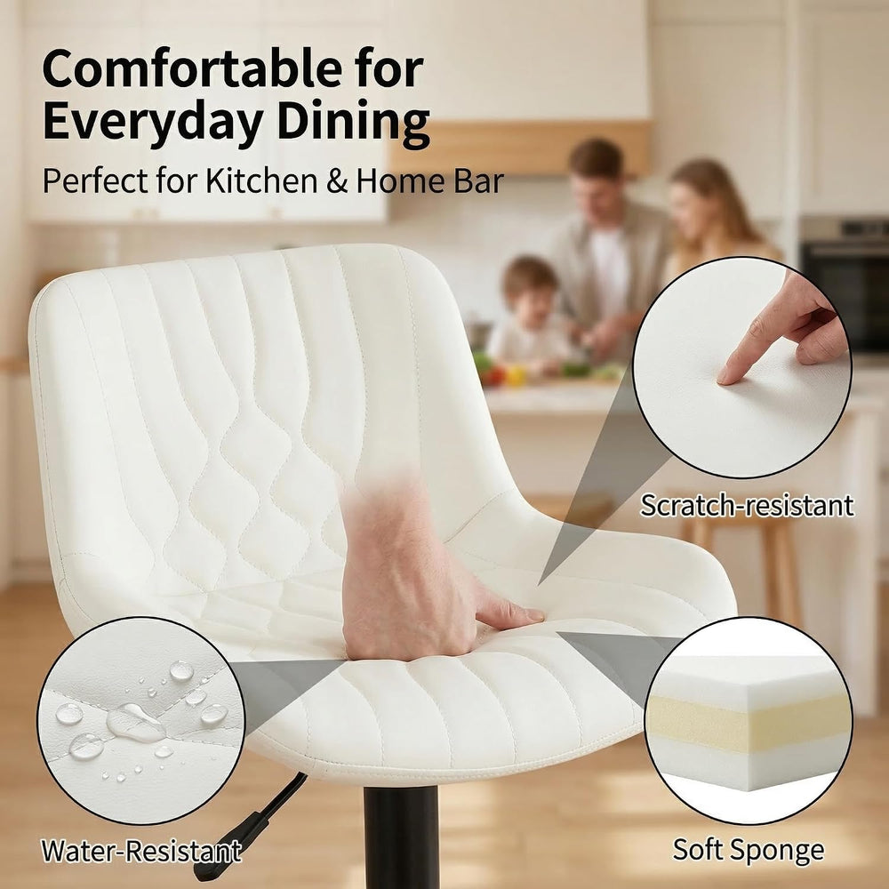 Adjustable Swivel Bar Stools Set of 4, Beige PU Leather Counter Height