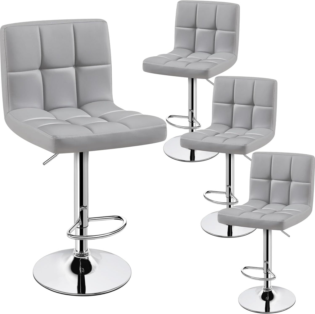 Yaheetech Bar Stools Set of 4 Adjustable Counter Height Barstool Light Gray