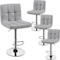Yaheetech Bar Stools Set of 4 Adjustable Counter Height Barstool Light Gray