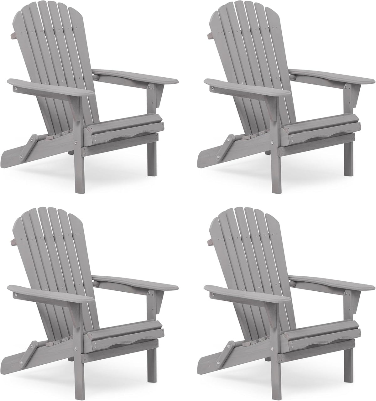 Wooden Folding Adirondack Chair Set of 4, Half Pre-Assembled Wood Lounge Chair for Outdoor Patio Garden Lawn Backyard Deck Pool Beach Firepit