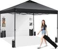 GAFETE Pop Up Canopy Tent Outdoor Sidewall One Push (Black, 10X10)