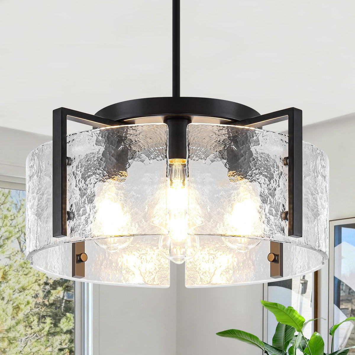 Modern Black Dining Room Light Fixture 4 Lights Chandeliers for Dining Room