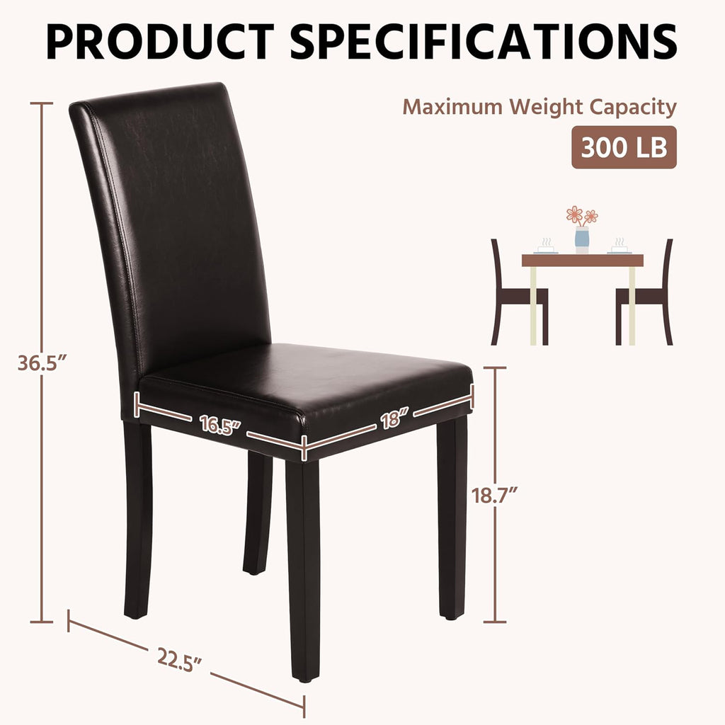 Yaheetech Dining Chairs Set of 4 Upholstered Kitchen Chairs Dark Brown