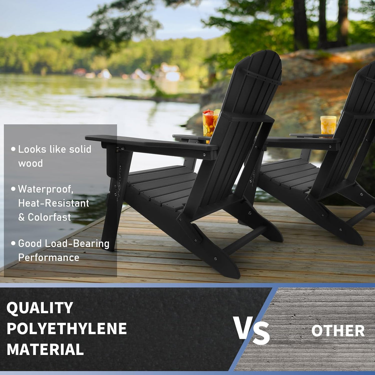 Oversized Folding Adirondack Chair Set of 4 with Adjustable Backrest 400LBS