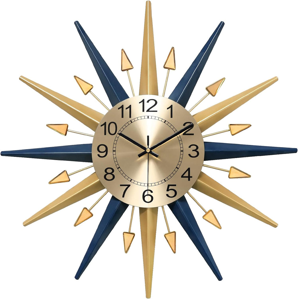 Starburst Large Wall Clock,Mid Century Decorative Wall Clock