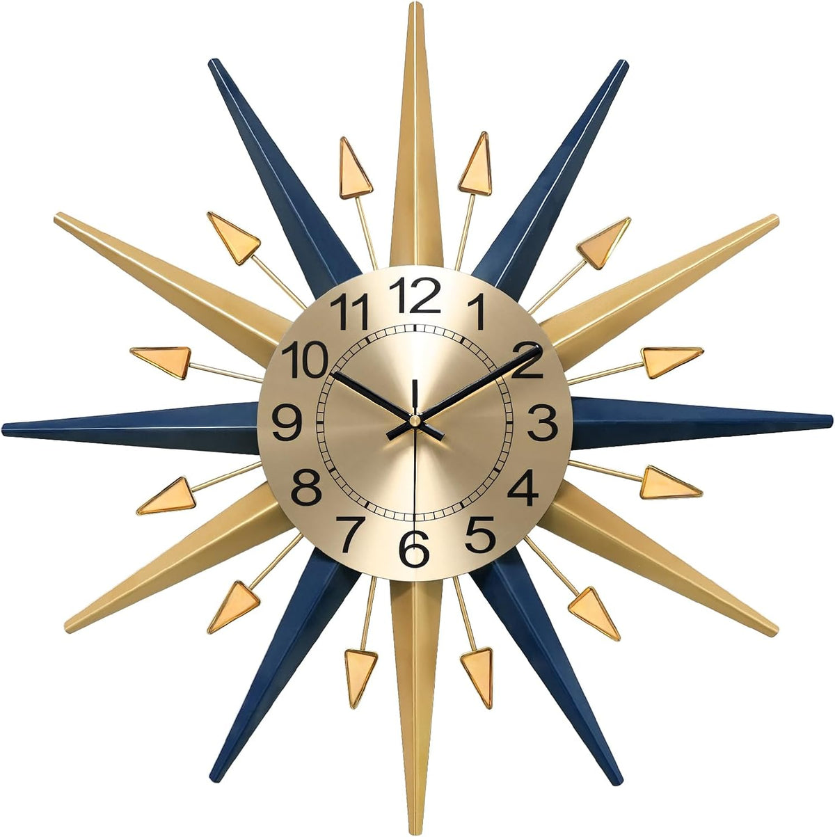 Starburst Large Wall Clock,Mid Century Decorative Wall Clock